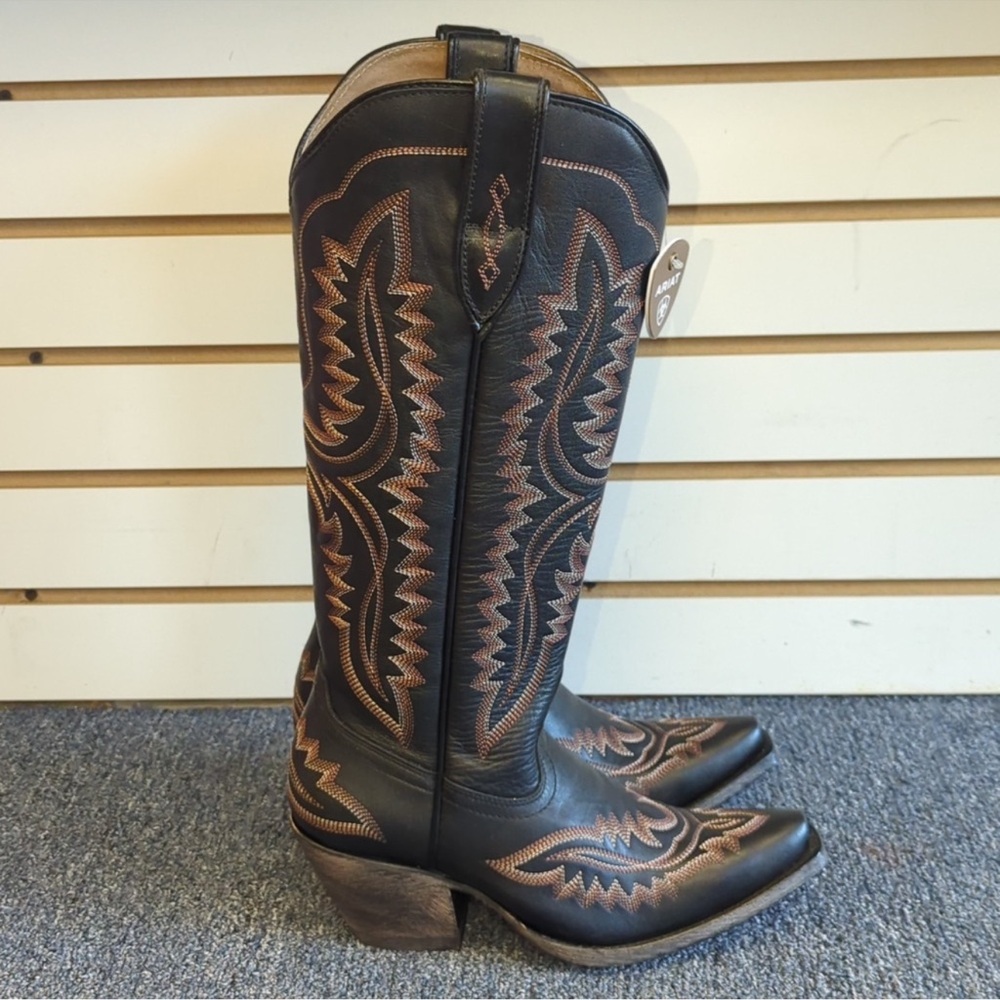 NWOT Ariat Casanova Brooklyn Black Tall Western Boots Cowboy Stitch Leather - Picture 8 of 10